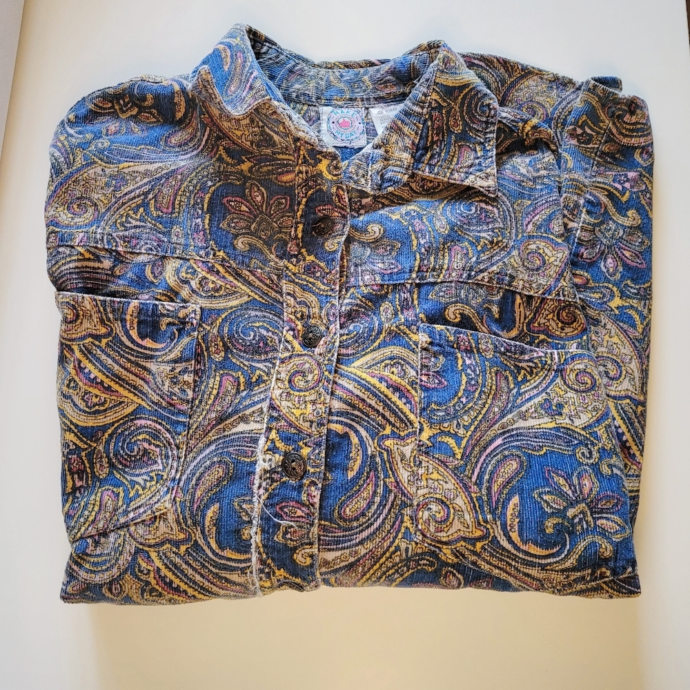 Vintage oversized paisley corduroy shirt